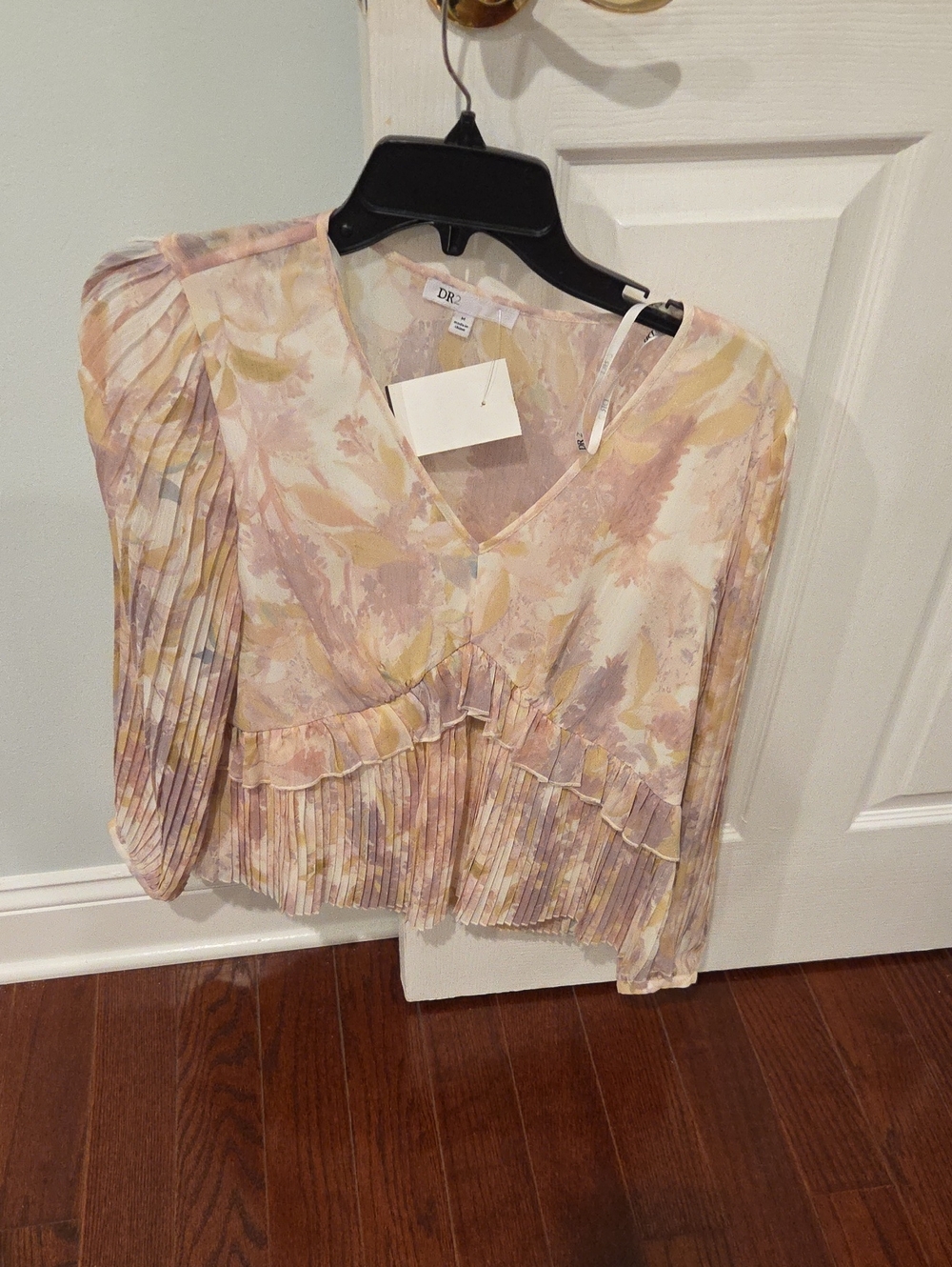 DR2 Floral Long Sleeve Blouse Pink & Yellow Small